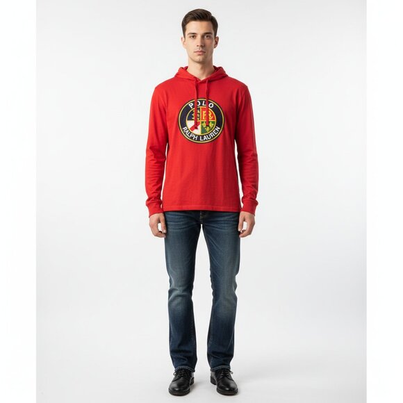 Ralph Lauren Polo Red Logo Print Long Sleeve Hoody Sweatshirt Top L - Picture 6 of 6